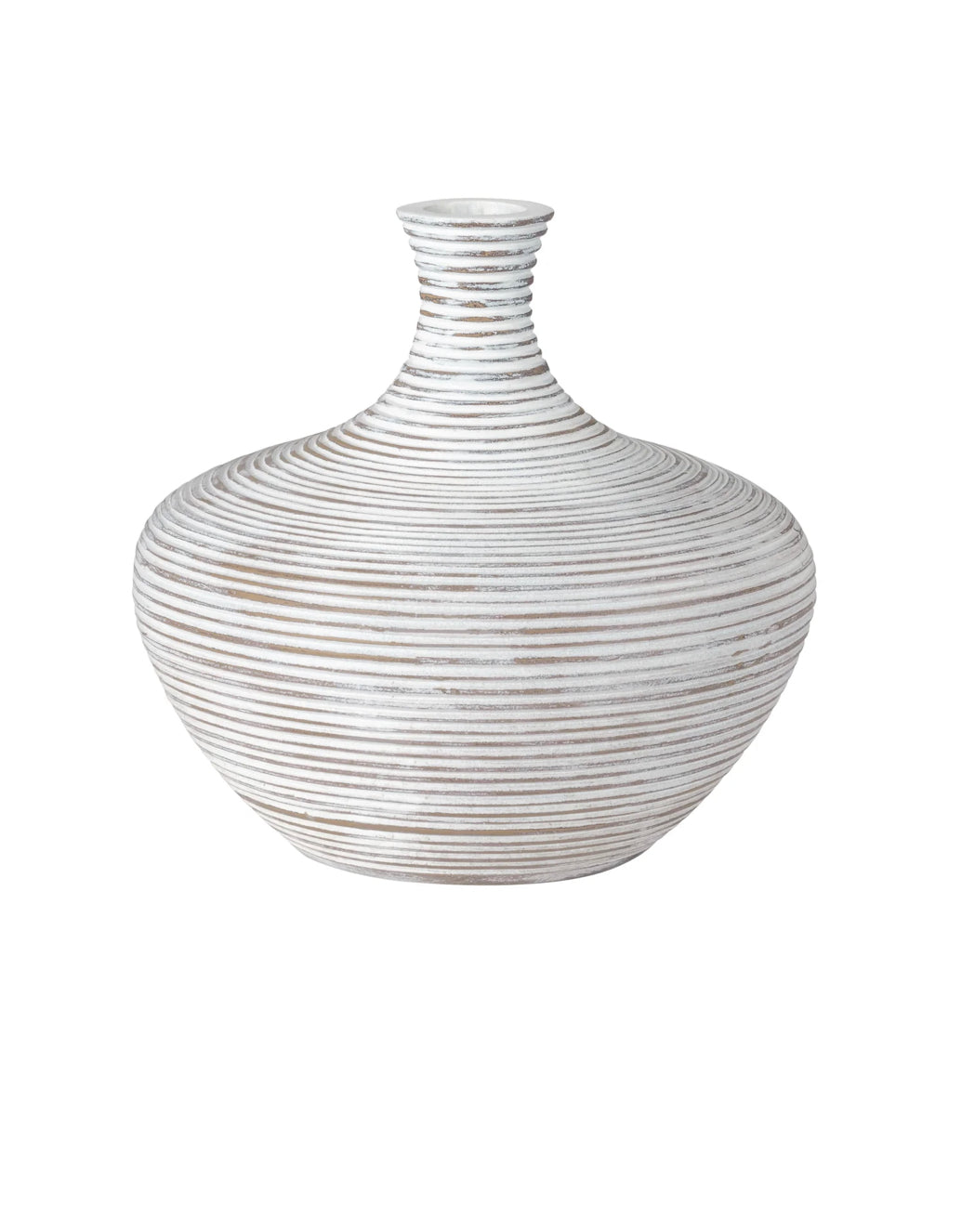 Vase Colombo Ribbed Resin Wide Bulb 6.25h - Blanc